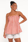 Carson Pleated Top Peach Stripe