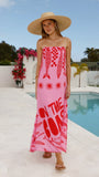 Elidie Maxi Dress Pink Red Tide