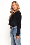 Tavan Crop Button Front Cardigan Black