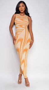 Sofia Abstract Maxi Dress Orange