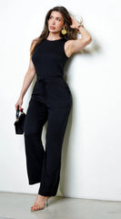 Mirage Sleeveless Waist Band Detail Jumpsuit Black
