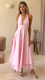 Kathy Halter Neck Maxi Dress Light Pink