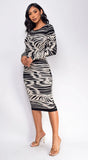 Brynn Black White Jacquard Midi Dress