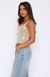 Cant Explain It Sequin Bustier Beige