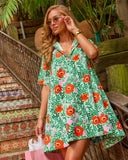 Petal Cove Floral Print Mini Shirt Dress