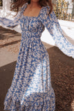 Aine Midi Dress Blue Floral