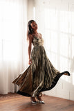Naira Pleated Maxi Dress Gold