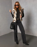 Rhylin Abstract Zip Up Faux Fur Vest