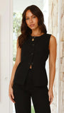 Louella Button Up Vest Black