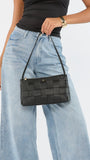 Portia Woven Shoulder Bag Black Gold