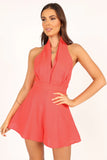 Perri Halter Romper Coral Red
