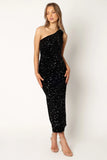 Kiki One Shoulder Midi Dress Black