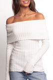 Inora Off Shoulder Knit Top White