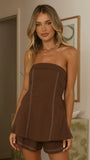 Sapphira Strapless Top and Shorts Set Chocolate