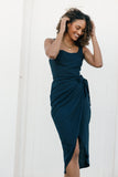 Misty Wrap Midi Dress Navy