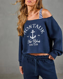 Montauk Social Club Graphic Off the Shoulder Sweatshirt