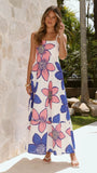 Norah Eyelet Maxi Dress Botanic Blue Pink Print