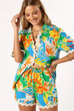 Harriet Button Down Top Malta Print