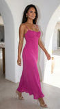 Amelie Ruched Open Back Maxi Dress Pink