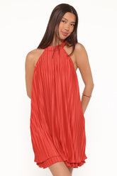Tyra Halterneck Mini Dress Red