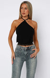 Endless Moment Cinched Waist Halter Top Black
