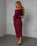 Ceyvan Off The Shoulder Plisse Maxi Dress