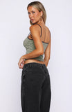 Just Let It Go Singlet Green Plum Stripe