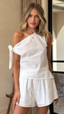 Zahavah Off Shoulder Top and Shorts Set White
