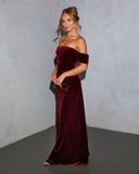 Oriena Off The Shoulder Velvet Maxi Dress