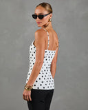 Dottie Chic Polka Dot Linen Blend Tank Top