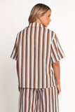 Thalia Short Sleeve Shirt Chocolate Stripe