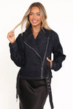 Mira Denim Moto Jacket Dark Indigo