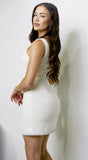 Avianne Tweed Sequin Mini Dress Cream