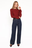 Jasmine Long Sleeve Lace Top Red