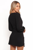 Lilian Long Sleeve Wrap Mini Dress Black
