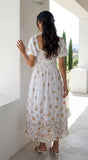 Lunaria Floral Midi Dress Ivory White