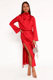 Kristyn Long Sleeve Midi Dress Red