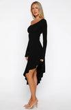 After Youve Gone Long Sleeve Midi Dress Black