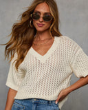 Catch Me At The Sandbar Knit Cotton Blend Top