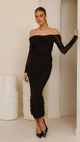 Kylie Maxi Dress Long Sleeve Black