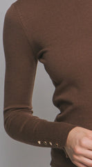 Gigi High Neck Long Sleeve Top Brown