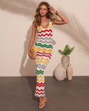 Gerie Knit Chevron Print Cover Up Maxi Dress