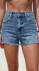 Leni Distressed Denim Shorts Blue