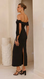 Halen Off Shoulder Midi Dress Black