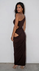 Valezza Cut Out Maxi Dress Brown