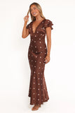 Arella Maxi Dress Brown Polka Dot