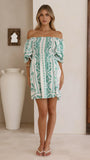 Danica Mini Dress Green Aztec