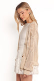 Winslow Open Knit Flower Cardigan Tan