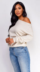 Edna Off Shoulder Sweater Top Cream
