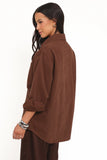 Toto Denim Shacket Chocolate Brown